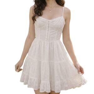 Blu Pepper Mini Dress Size M White Clip Dot Corset Top Cottage Coquette NWT